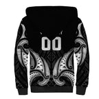 Maori Rugby Custom Ngaru Mangopare Sherpa Hoodie Black Whetu Niho Taniwha Motif