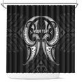 Maori Rugby Custom Ngaru Mangopare Shower Curtain Black Whetu Niho Taniwha Motif