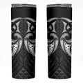 Maori Rugby Custom Ngaru Mangopare Skinny Tumbler Black Whetu Niho Taniwha Motif