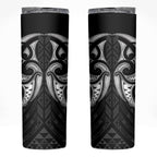 Maori Rugby Custom Ngaru Mangopare Skinny Tumbler Black Whetu Niho Taniwha Motif