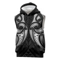 Maori Rugby Custom Ngaru Mangopare Sleeveless Hoodie Black Whetu Niho Taniwha Motif