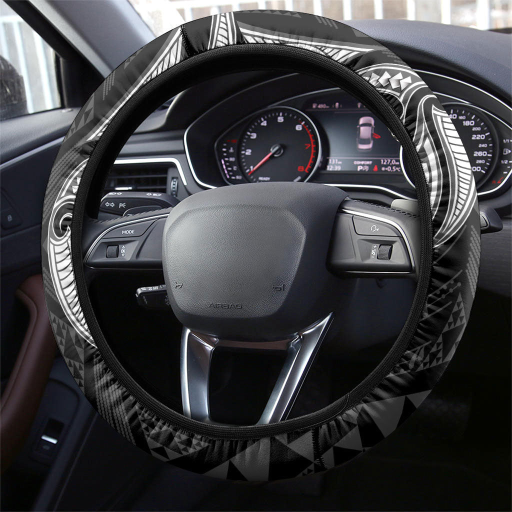 Maori Rugby Ngaru Mangopare Steering Wheel Cover Black Whetu Niho Taniwha Motif