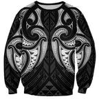 Maori Rugby Custom Ngaru Mangopare Sweatshirt Black Whetu Niho Taniwha Motif