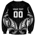 Maori Rugby Custom Ngaru Mangopare Sweatshirt Black Whetu Niho Taniwha Motif