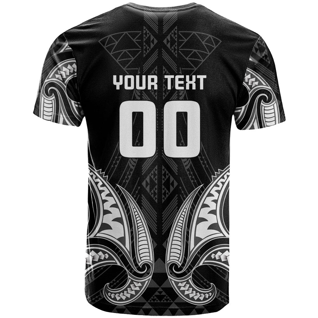 Maori Rugby Custom Ngaru Mangopare T Shirt Black Whetu Niho Taniwha Motif