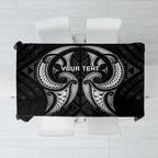 Maori Rugby Custom Ngaru Mangopare Tablecloth Black Whetu Niho Taniwha Motif