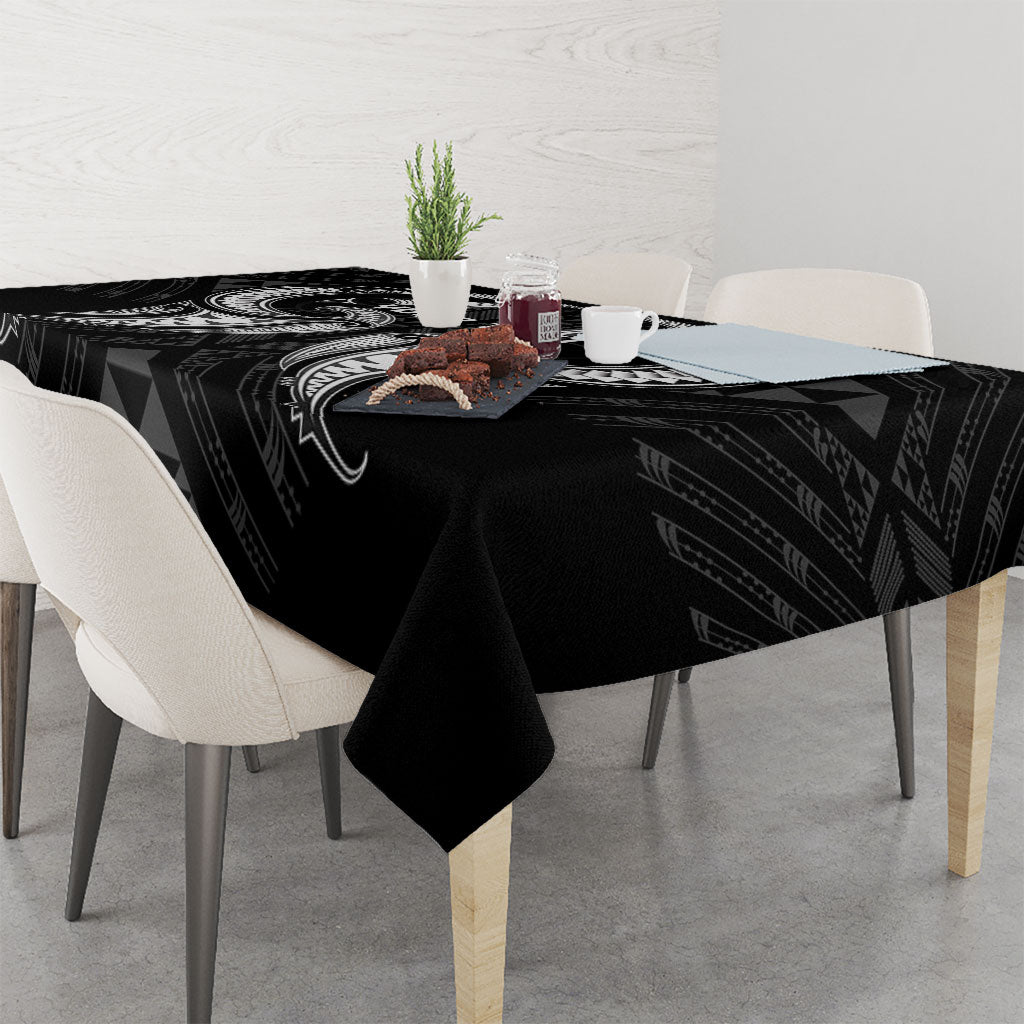 Maori Rugby Custom Ngaru Mangopare Tablecloth Black Whetu Niho Taniwha Motif