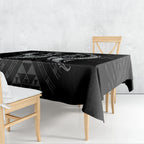 Maori Rugby Custom Ngaru Mangopare Tablecloth Black Whetu Niho Taniwha Motif