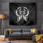 Maori Rugby Custom Ngaru Mangopare Tapestry Black Whetu Niho Taniwha Motif