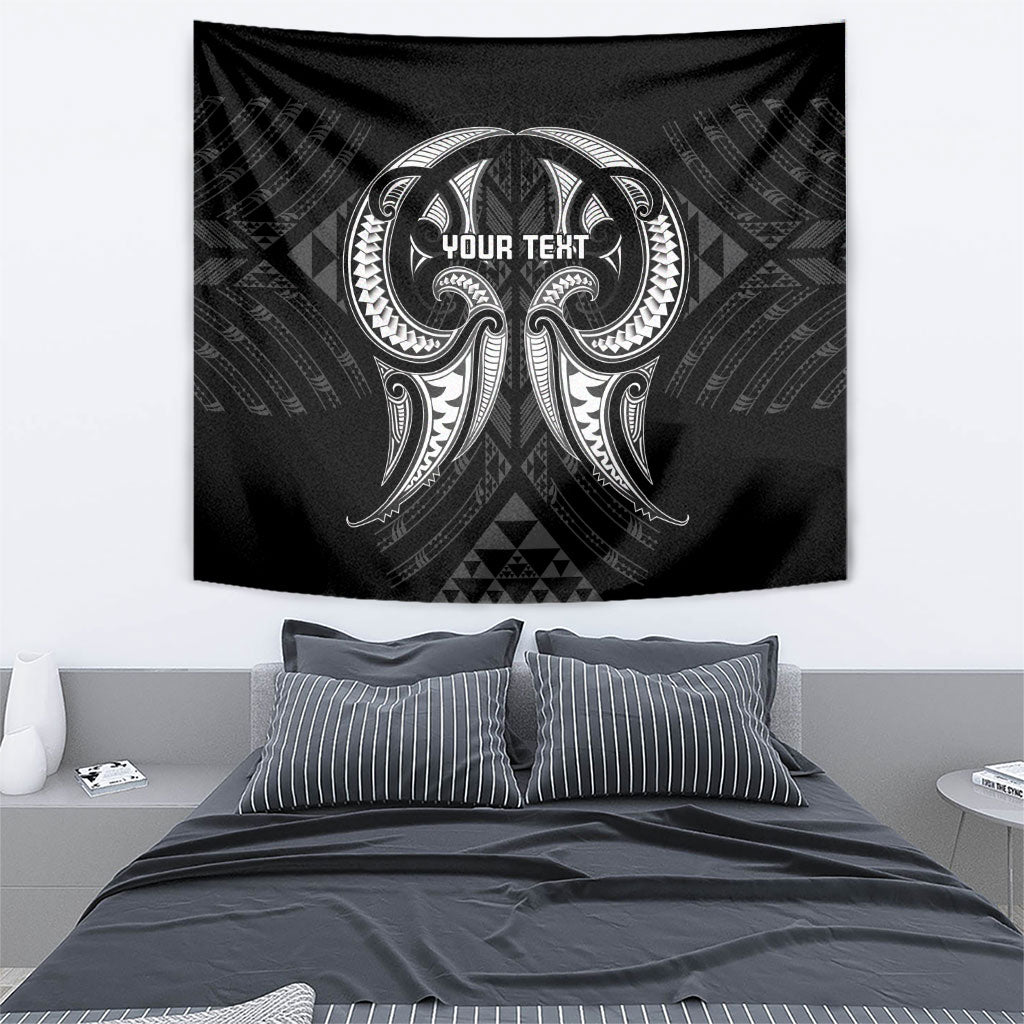 Maori Rugby Custom Ngaru Mangopare Tapestry Black Whetu Niho Taniwha Motif