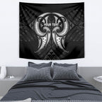 Maori Rugby Custom Ngaru Mangopare Tapestry Black Whetu Niho Taniwha Motif