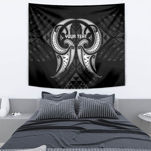 Maori Rugby Custom Ngaru Mangopare Tapestry Black Whetu Niho Taniwha Motif