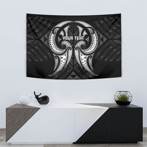 Maori Rugby Custom Ngaru Mangopare Tapestry Black Whetu Niho Taniwha Motif