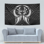 Maori Rugby Custom Ngaru Mangopare Tapestry Black Whetu Niho Taniwha Motif