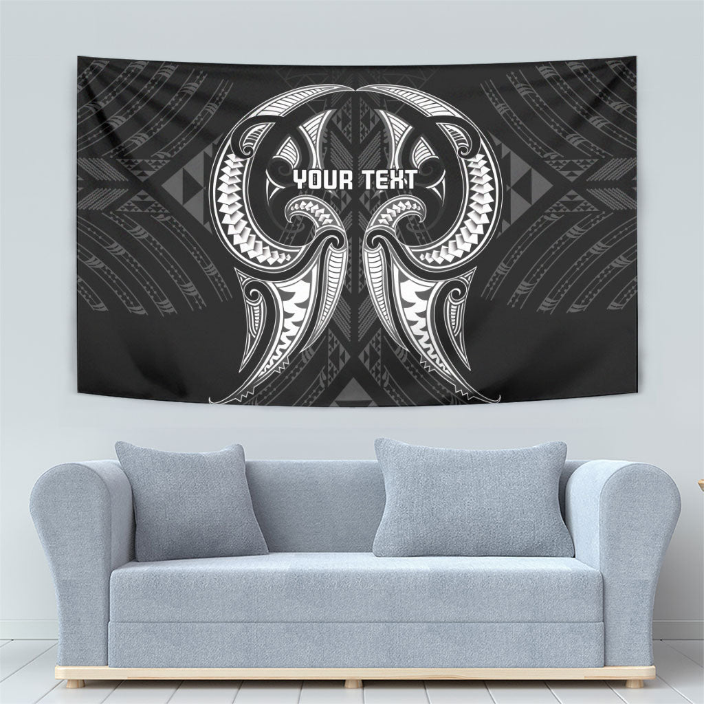 Maori Rugby Custom Ngaru Mangopare Tapestry Black Whetu Niho Taniwha Motif