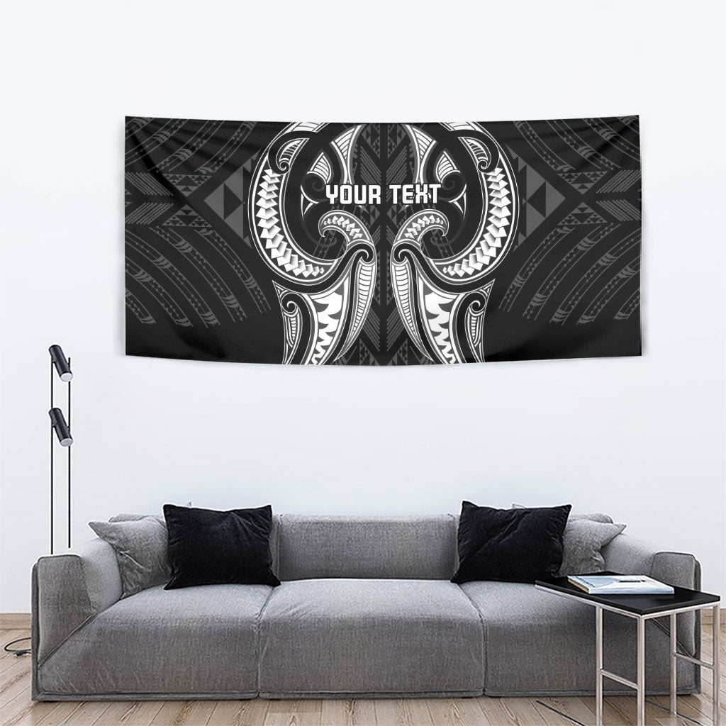 Maori Rugby Custom Ngaru Mangopare Tapestry Black Whetu Niho Taniwha Motif