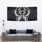Maori Rugby Custom Ngaru Mangopare Tapestry Black Whetu Niho Taniwha Motif