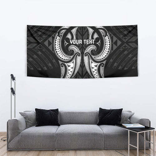 Maori Rugby Custom Ngaru Mangopare Tapestry Black Whetu Niho Taniwha Motif