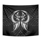 Maori Rugby Custom Ngaru Mangopare Tapestry Black Whetu Niho Taniwha Motif