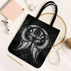 Maori Rugby Custom Ngaru Mangopare Tote Bag Black Whetu Niho Taniwha Motif
