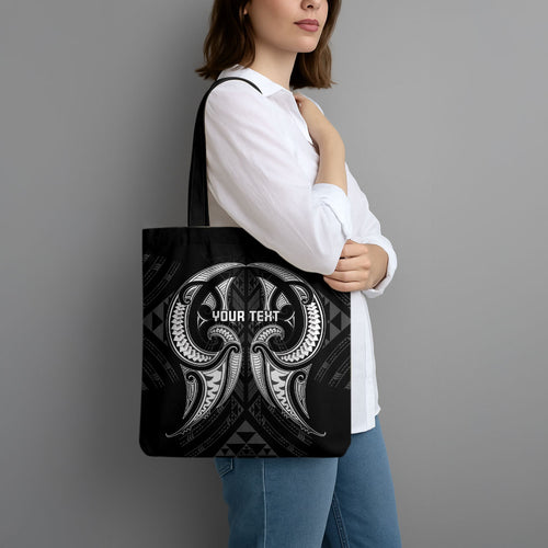 Maori Rugby Custom Ngaru Mangopare Tote Bag Black Whetu Niho Taniwha Motif