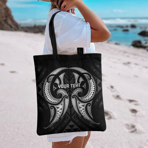 Maori Rugby Custom Ngaru Mangopare Tote Bag Black Whetu Niho Taniwha Motif