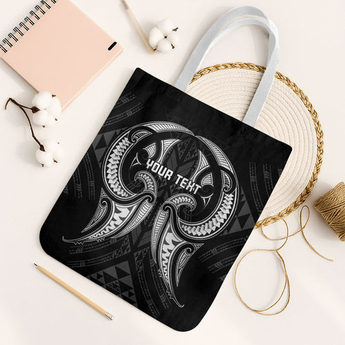 Maori Rugby Custom Ngaru Mangopare Tote Bag Black Whetu Niho Taniwha Motif