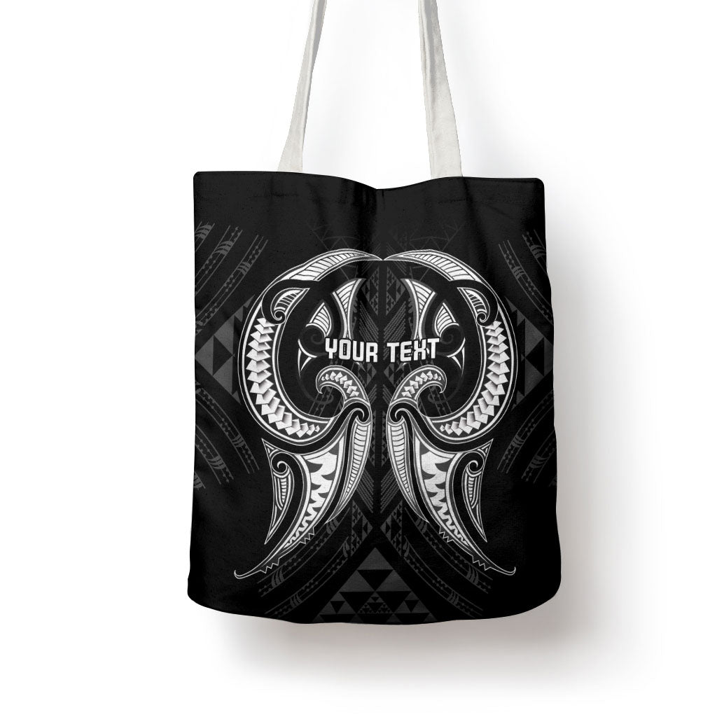 Maori Rugby Custom Ngaru Mangopare Tote Bag Black Whetu Niho Taniwha Motif
