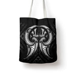 Maori Rugby Custom Ngaru Mangopare Tote Bag Black Whetu Niho Taniwha Motif