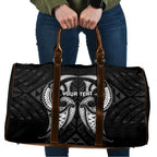 Maori Rugby Custom Ngaru Mangopare Travel Bag Black Whetu Niho Taniwha Motif