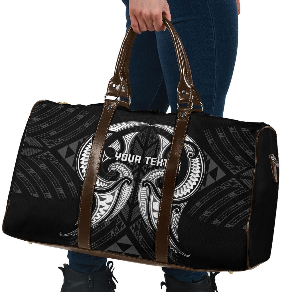 Maori Rugby Custom Ngaru Mangopare Travel Bag Black Whetu Niho Taniwha Motif