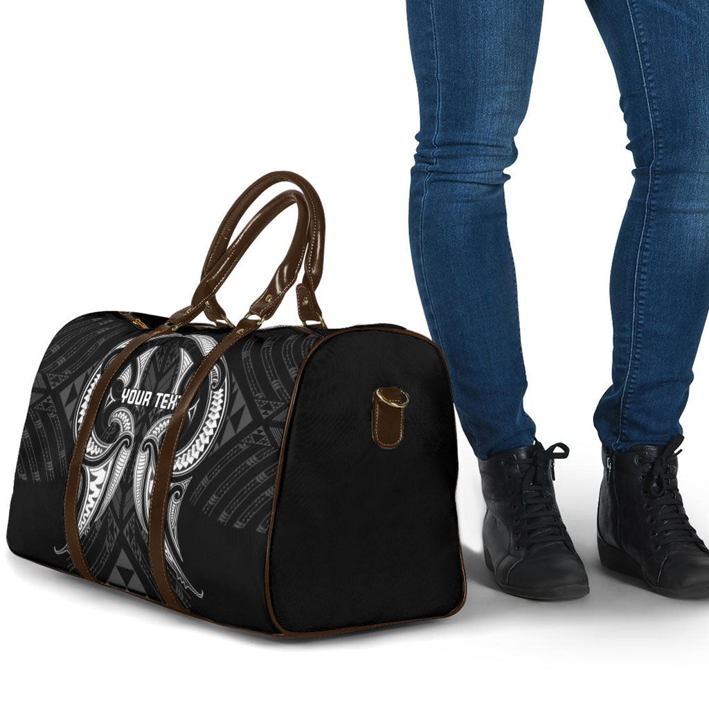 Maori Rugby Custom Ngaru Mangopare Travel Bag Black Whetu Niho Taniwha Motif