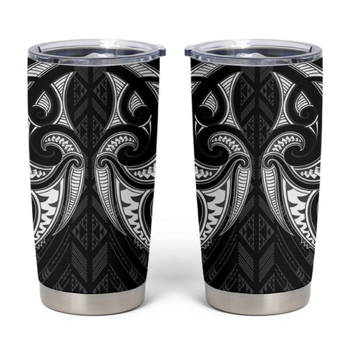 Maori Rugby Custom Ngaru Mangopare Tumbler Cup Black Whetu Niho Taniwha Motif