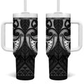 Maori Rugby Custom Ngaru Mangopare Tumbler With Handle Black Whetu Niho Taniwha Motif