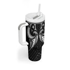 Maori Rugby Custom Ngaru Mangopare Tumbler With Handle Black Whetu Niho Taniwha Motif