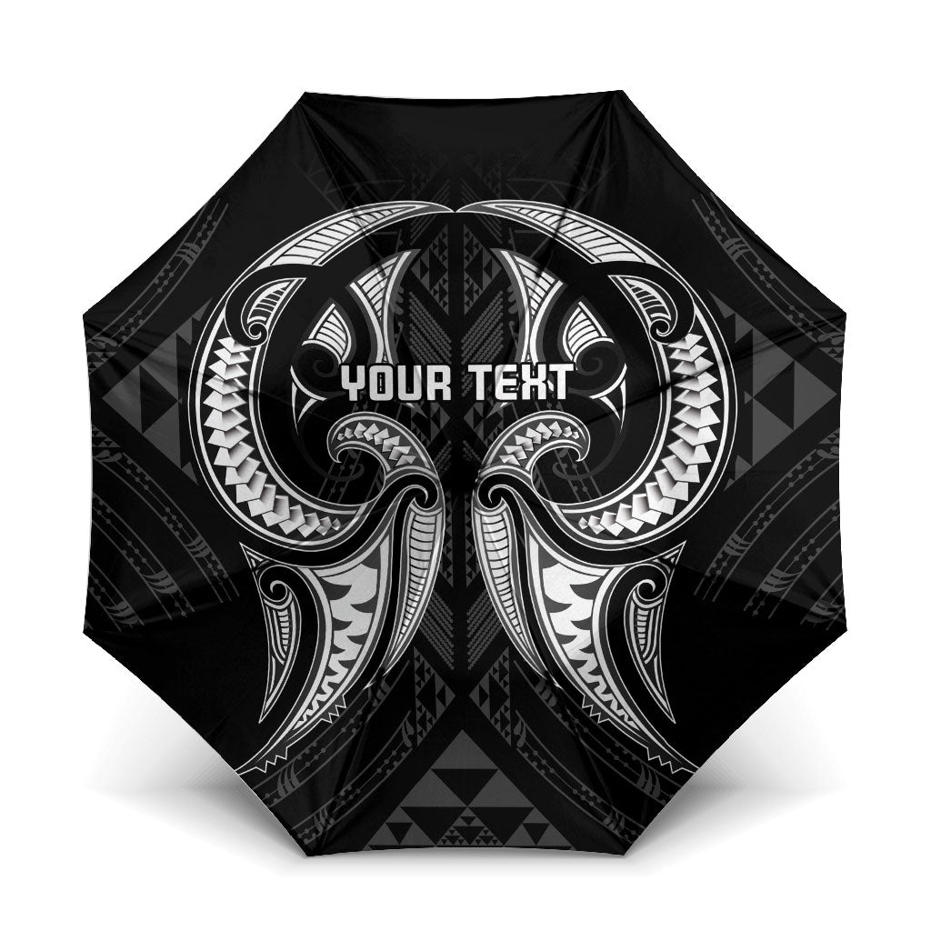Maori Rugby Custom Ngaru Mangopare Umbrella Black Whetu Niho Taniwha Motif