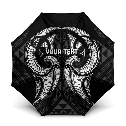 Maori Rugby Custom Ngaru Mangopare Umbrella Black Whetu Niho Taniwha Motif