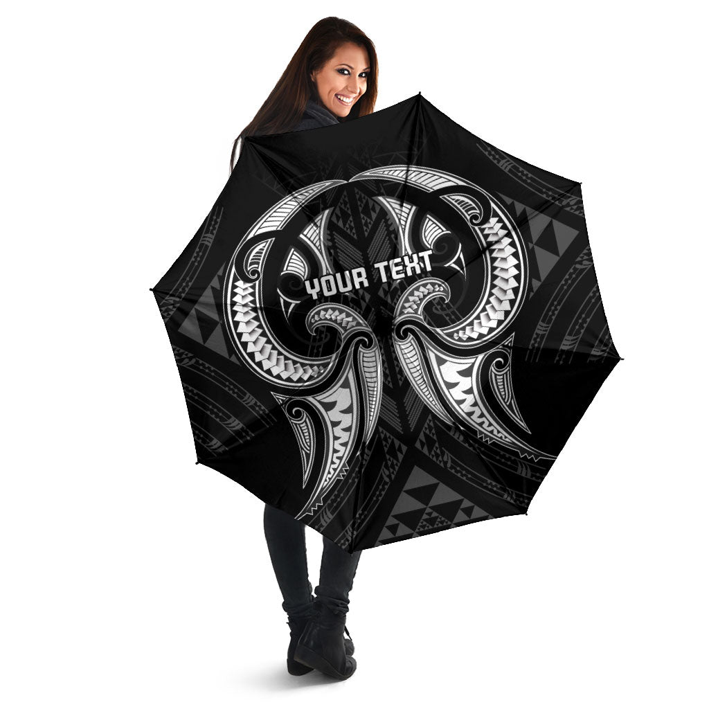 Maori Rugby Custom Ngaru Mangopare Umbrella Black Whetu Niho Taniwha Motif