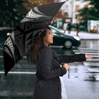 Maori Rugby Custom Ngaru Mangopare Umbrella Black Whetu Niho Taniwha Motif
