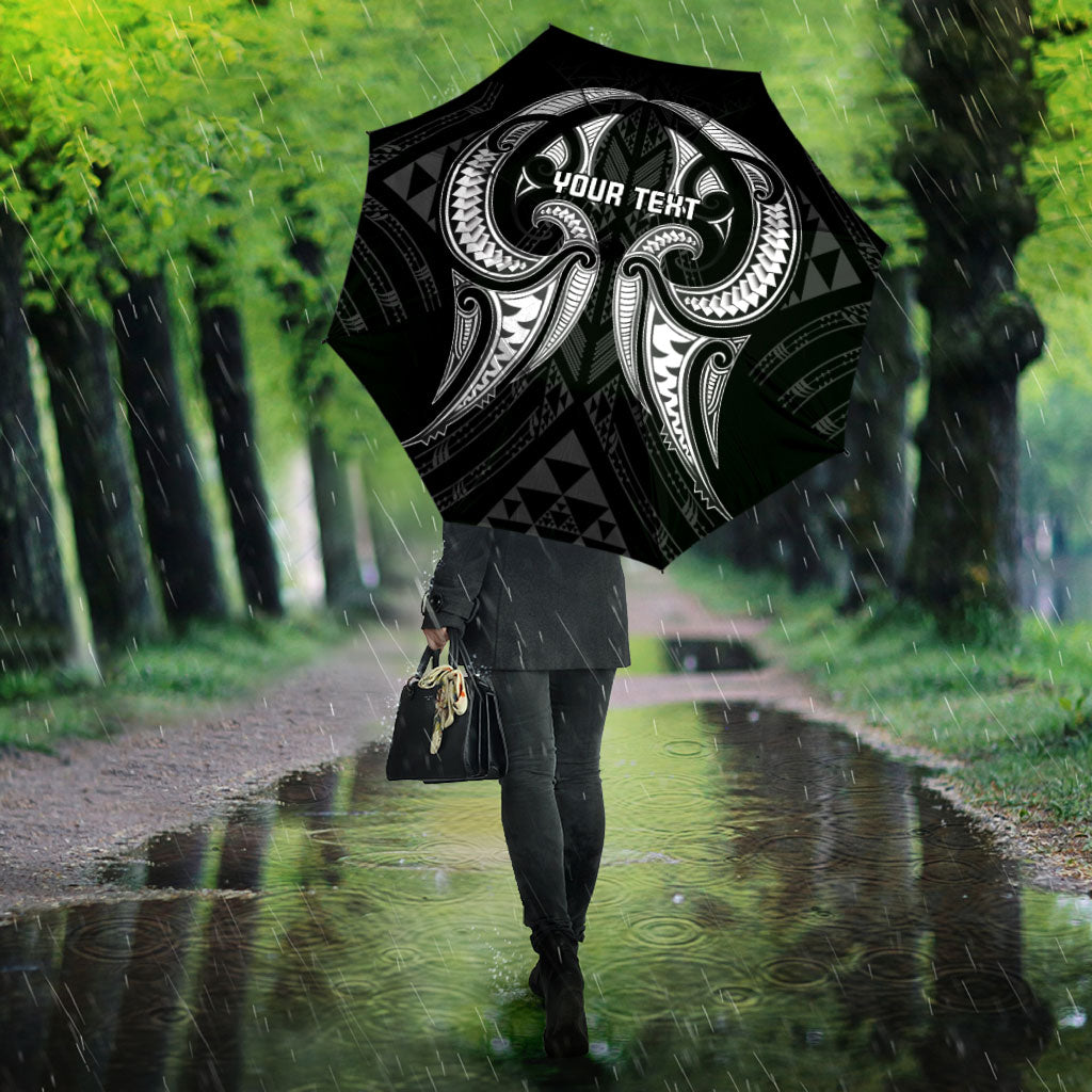 Maori Rugby Custom Ngaru Mangopare Umbrella Black Whetu Niho Taniwha Motif