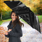 Maori Rugby Custom Ngaru Mangopare Umbrella Black Whetu Niho Taniwha Motif