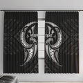 Maori Rugby Custom Ngaru Mangopare Window Curtain Black Whetu Niho Taniwha Motif
