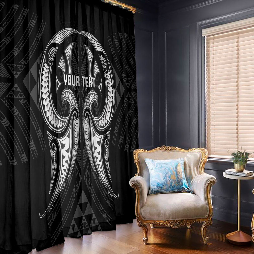 Maori Rugby Custom Ngaru Mangopare Window Curtain Black Whetu Niho Taniwha Motif