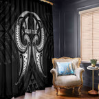 Maori Rugby Custom Ngaru Mangopare Window Curtain Black Whetu Niho Taniwha Motif