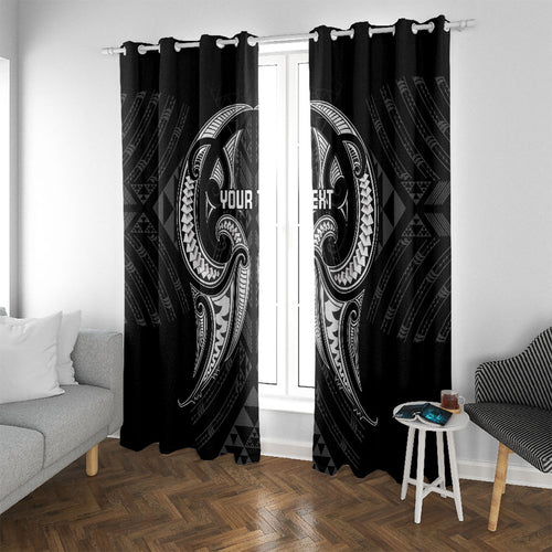 Maori Rugby Custom Ngaru Mangopare Window Curtain Black Whetu Niho Taniwha Motif