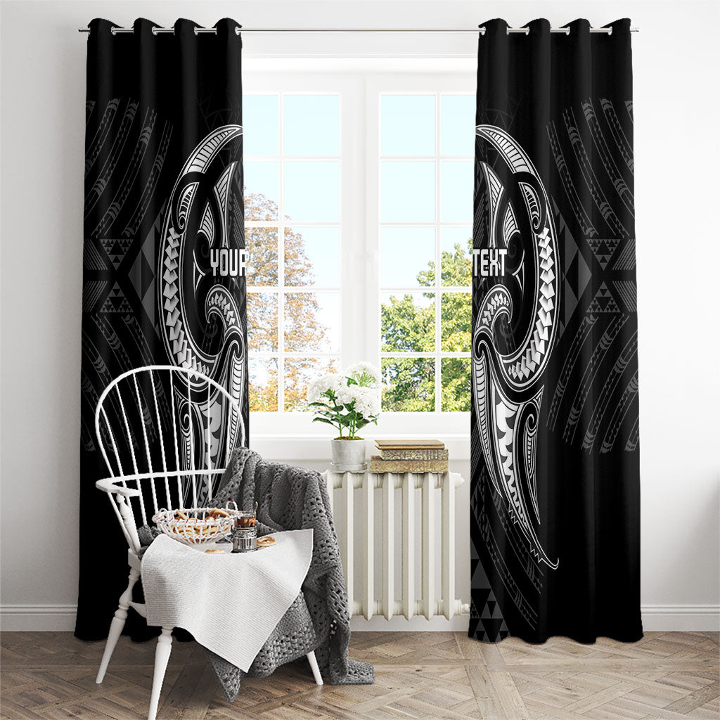Maori Rugby Custom Ngaru Mangopare Window Curtain Black Whetu Niho Taniwha Motif