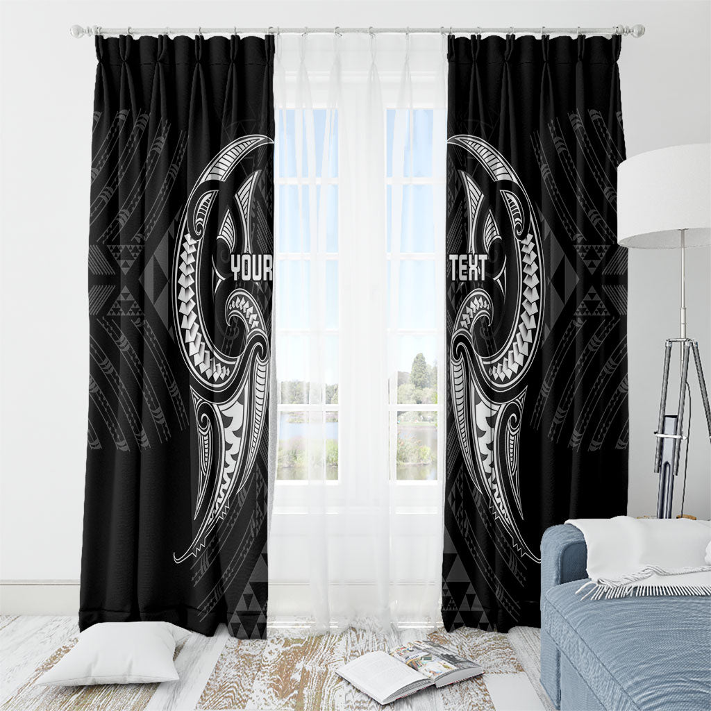 Maori Rugby Custom Ngaru Mangopare Window Curtain Black Whetu Niho Taniwha Motif
