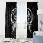 Maori Rugby Custom Ngaru Mangopare Window Curtain Black Whetu Niho Taniwha Motif