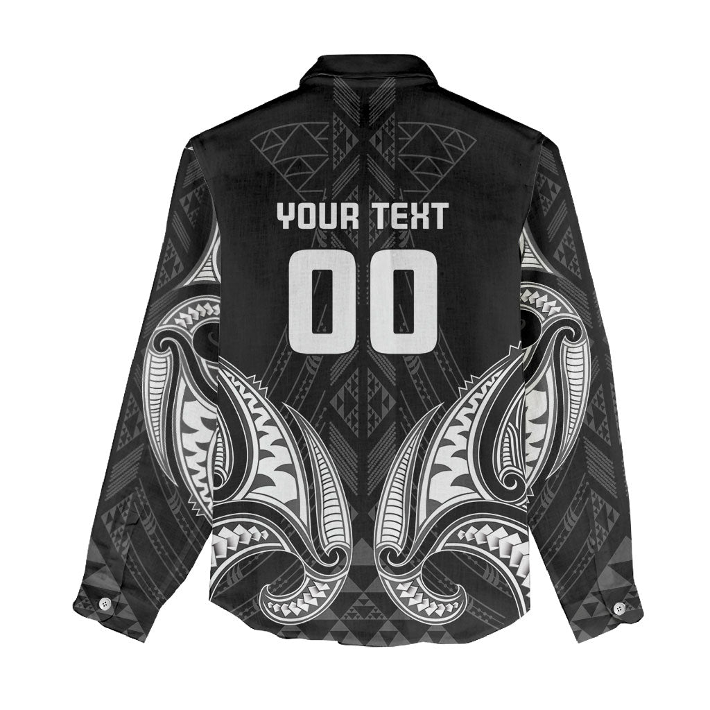 Maori Rugby Custom Ngaru Mangopare Women Casual Shirt Black Whetu Niho Taniwha Motif