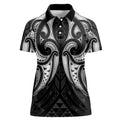 Maori Rugby Custom Ngaru Mangopare Women Polo Shirt Black Whetu Niho Taniwha Motif